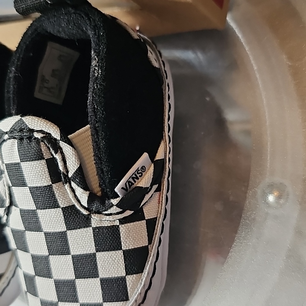 I Slip-On V Crib 'Checker - Black White' NB VANS SNEAKERS ADORABLE COOL - Picture 5 of 11